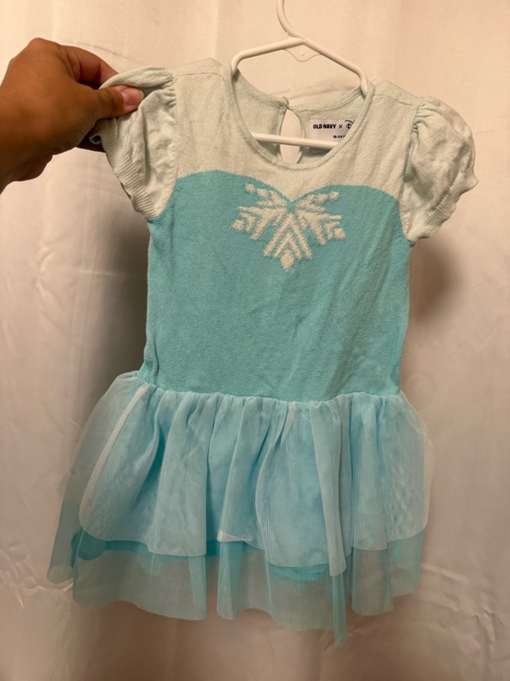 Old Navy Light Blue Snowflake Tulle Dress Elsa